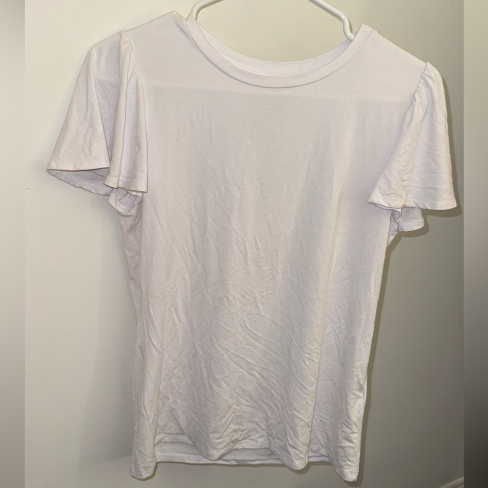 NWT- Industry: White Ruffled Sleeve Blouse